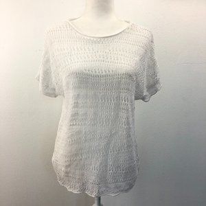 Tommy Bahama White Open Knit Linen Sweater…